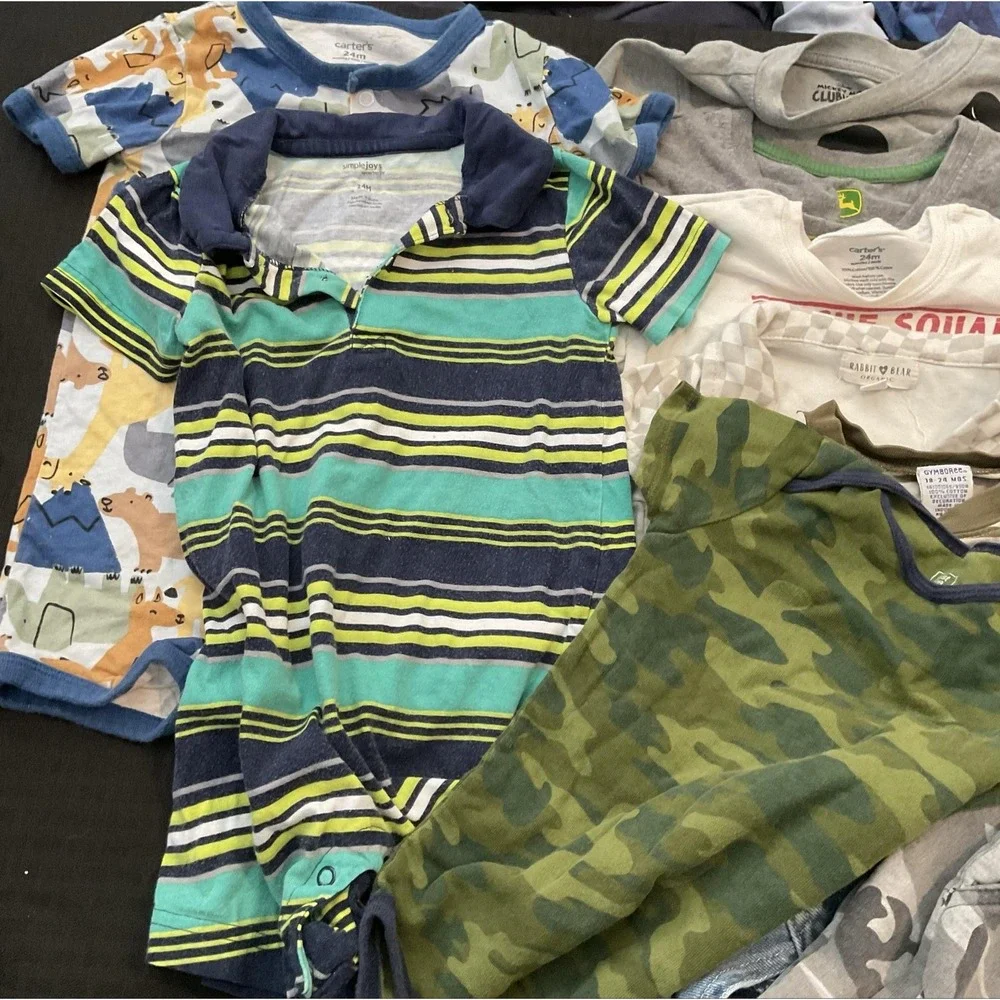 Mixed Brands 23pc Clothes Lot Boys 2T/24M Multicolor Disney Camo Swim Overalls